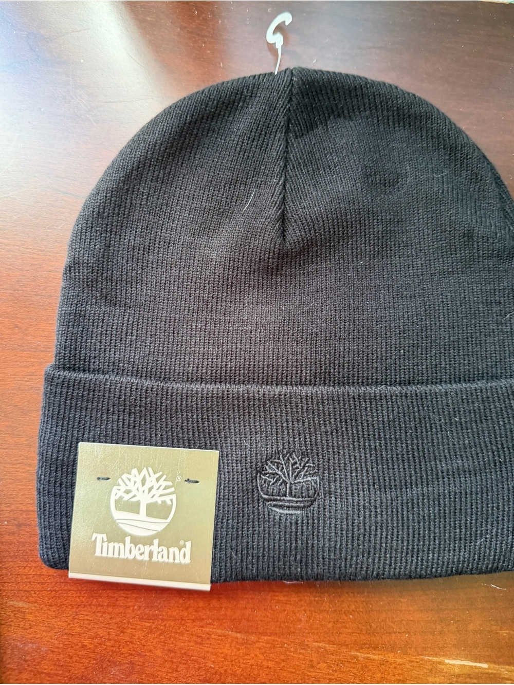 Timberland Black Ribbed Knit Cuff Beanie